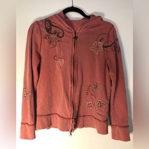 Vertigo Paris zip up hoodie soft cozy embellished large soft orange